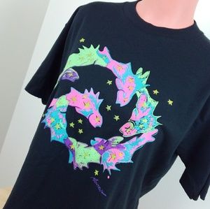 1989 Montana Fish Tourist Shirt Stars Neon